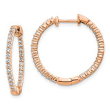 Image of 23mm 14k Rose Gold Polished Diamond In/Out Hinged Hoop Earrings EM5431-062-RA