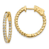 Image of 19mm 14K Yellow Gold Diamond Round Hoop w/Safety Clasp Earrings XE1988AA