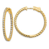 Image of 28mm 14K Yellow Gold Diamond Round Hoop w/Safety Clasp Earrings XE1989AA