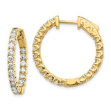Image of 19mm 14K Yellow Gold Diamond Round Hoop w/Safety Clasp Earrings XE2012AA