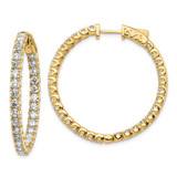 Image of 28mm 14K Yellow Gold Diamond Round Hoop w/Safety Clasp Earrings XE2015AA