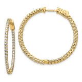 Image of 30mm 14K Yellow Gold Diamond Round Hoop w/Safety Clasp Earrings XE2004AA