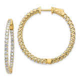 Image of 37mm 14K Yellow Gold Diamond Round Hoop w/Safety Clasp Earrings XE2007AA