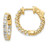 Image of 14mm 14K Yellow Gold Diamond Round Hoop w/Safety Clasp Earrings XE2008AA