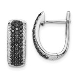 Image of 16mm 14k White Gold Black and White Diamond Hinged Hoop Earrings EM5417-BK-100-WA