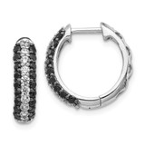 Image of 16mm 14k White Gold White and Black Diamond Hinged Hoop Earrings EM5399-BK-100-WA