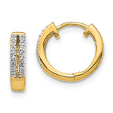 Image of 11mm 14K Yellow Gold Diamond Hinged Round Hoop Earrings