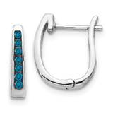 Image of 14mm 14k White Gold Blue Diamond 3mm Hinged Hoop Earrings