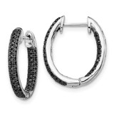 Image of 17mm 14k White Gold, All Black Diamond In/Out Hoop Earrings