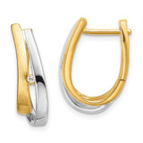 Image of 21mm 14k Yellow Gold With White Rhodium Diamond Hinged Hoop Earrings