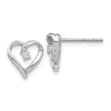 Image of 10mm 14k White Gold AA Diamond Heart Earrings EM5522-005-WA