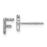 Image of 7mm 14k White Gold Diamond Initial F Earrings EM4169F-007-WA