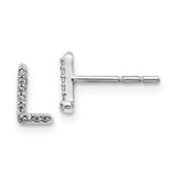 Image of 7mm 14k White Gold Diamond Initial L Earrings EM4169L-005-WA