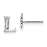 Image of 8mm 14k White Gold Diamond Initial L Earrings EM4170L-003-WA