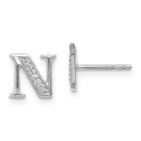 Image of 8mm 14k White Gold Diamond Initial N Earrings EM4170N-004-WA