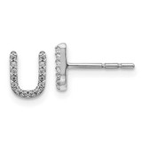 Image of 7mm 14k White Gold Diamond Initial U Earrings EM4169U-008-WA