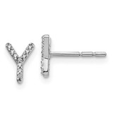 Image of 7mm 14k White Gold Diamond Initial Y Earrings EM4169Y-006-WA