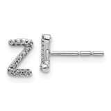 Image of 7mm 14k White Gold Diamond Initial Z Earrings EM4169Z-008-WA