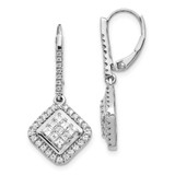 Image of 28mm 14k White Gold Diamond Cluster Leverback Earrings EM4369-100-WA