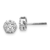 Image of 7mm 14k White Gold Diamond Cluster Screwback Earrings EM5458-088-WA