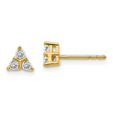 Image of 6mm 14K Yellow Gold 3-stone Diamond Triangle Earrings EM4171-025-YA