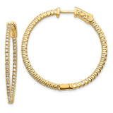 Image of 28mm 14K Yellow Gold Diamond Round Hoop w/Safety Clasp Earrings XE1985AA