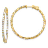 Image of 42mm 14K Yellow Gold Diamond Round Hoop w/Safety Clasp Earrings XE1992AA
