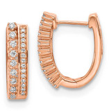 Image of 18mm 14k Rose Gold Diamond Fancy Hoop Earrings