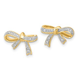 Image of 10mm 14K Yellow Gold Diamond Bow Post Earrings