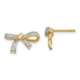 Image of 10mm 14K Yellow Gold Diamond Bow Post Earrings