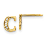 Image of 8mm 14K Yellow Gold Diamond Initial C Earrings
