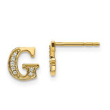 Image of 8mm 14K Yellow Gold Diamond Initial G Earrings