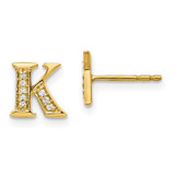 Image of 8mm 14K Yellow Gold Diamond Initial K Earrings
