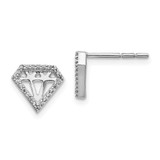 Image of 8mm 14k White Gold Diamond Gemstone-Shaped Earrings