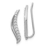 Image of 19mm 14k White Gold Diamond Wave Ear Climber Earrings