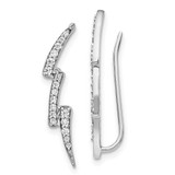 Image of 21mm 14k White Gold Diamond Lightning Ear Climber Earrings