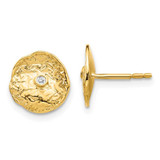 Image of 10mm 14K Yellow Gold Small Textured Circle Diamond Earrings