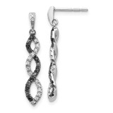 Image of 26mm 14k White Gold Black and White Diamond Twisted Post Earrings