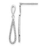 Image of 27mm 14k White Gold Polished Diamond Teardrop Dangle Post Earrings