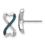 Image of 13mm 14k White Gold Blue and White Diamond Infinity Heart Post Earrings