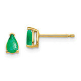 Image of 6mm 14K Yellow Gold Emerald Post Earrings XE78E-B