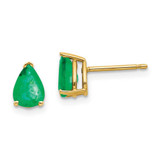 Image of 8mm 14K Yellow Gold Emerald Post Earrings XE80E-B