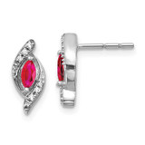 Image of 13mm 10k White Gold Diamond and Ruby Earrings EM5594-RU-007-1WA
