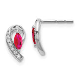 Image of 10mm 14k White Gold Diamond and Ruby Earrings EM5592-RU-005-WA