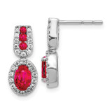 Image of 17mm 14k White Gold Diamond and Ruby Earrings EM5597-RU-033-WA