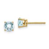 Image of 5mm 14K Yellow Gold Aquamarine Post Earrings XE72AQ-B