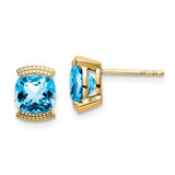Image of 8.4mm 14K Yellow Gold Blue Topaz Post Earrings EM7080-BT-Y
