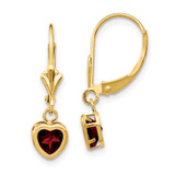 Image of 23mm 14K Yellow Gold 5mm Heart Garnet Earrings XLB109GA