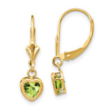Image of 23mm 14K Yellow Gold 5mm Heart Peridot Earrings XLB109PE
