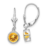 Image of 25mm 14k White Gold 6mm Citrine Leverback Earrings XLB101WCI